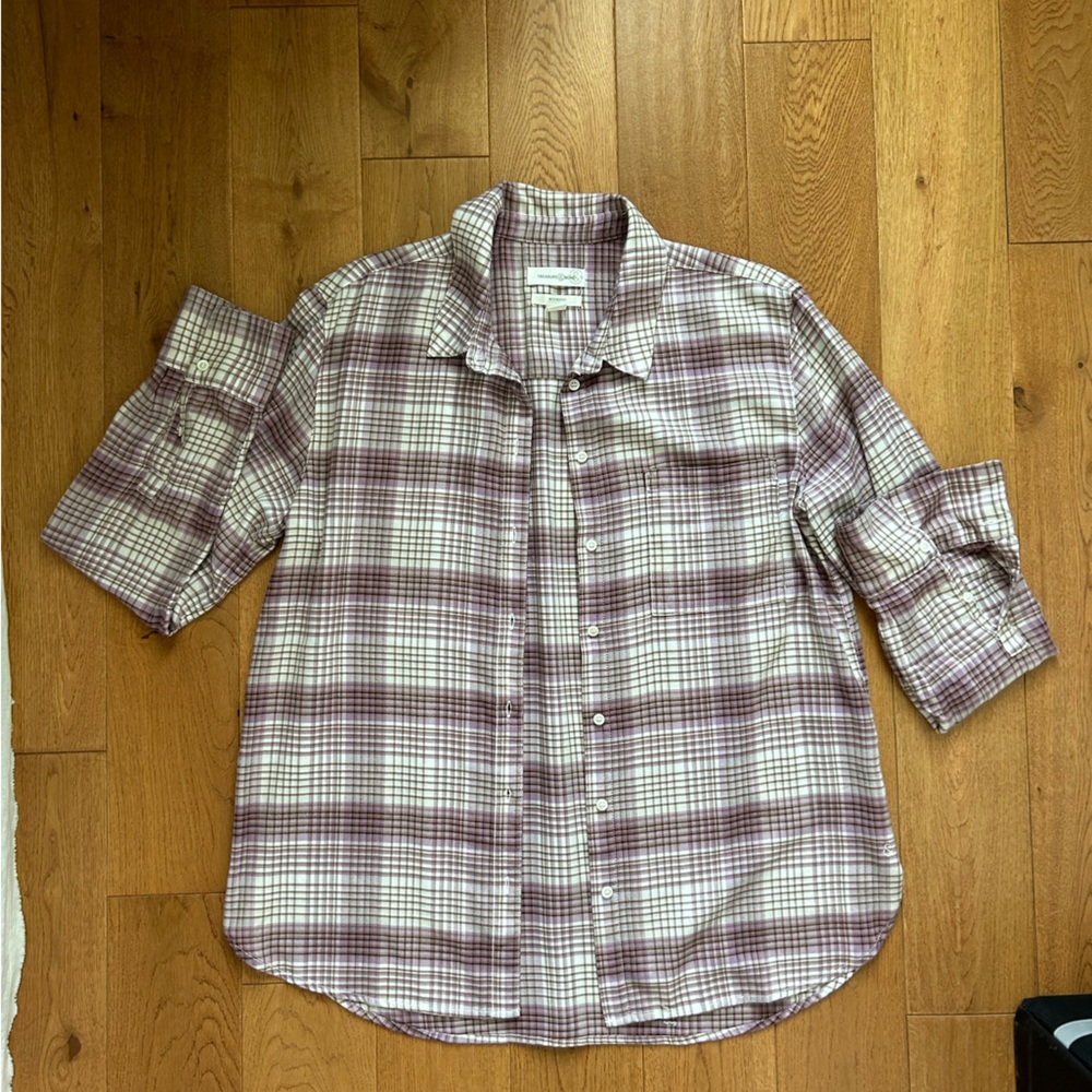 Treasure & Bond Pink Plaid Boyfriend Button down - Medium